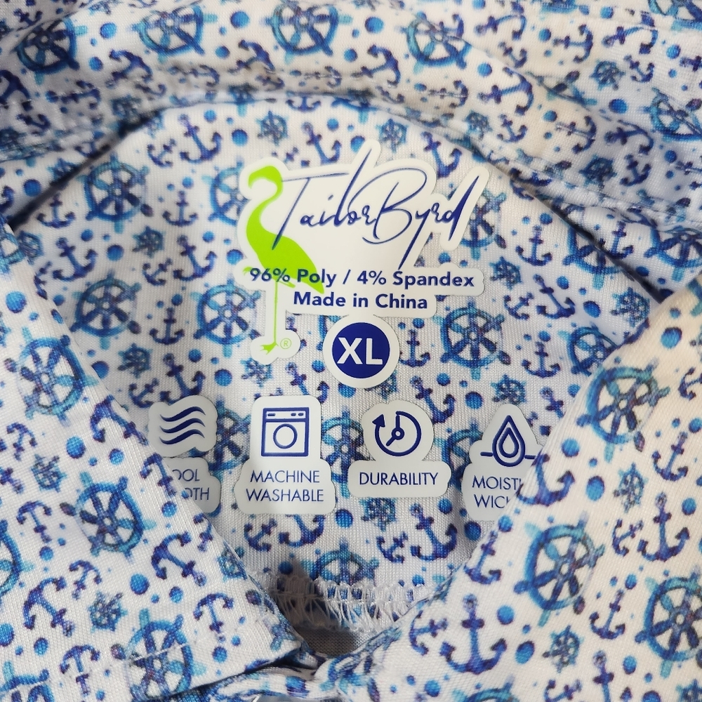 Tailorbyrd Performance Golf Polo Shirt Nautical Colorful Men's XL Wicking SPF 30 - Picture 7 of 10